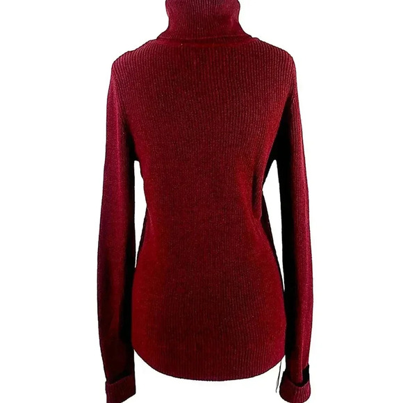 SIMPLY VERA Vera Wang Mock Layer Shirt Turtle Neck Laced Sweater Size M Burgundy - Picture 2 of 14